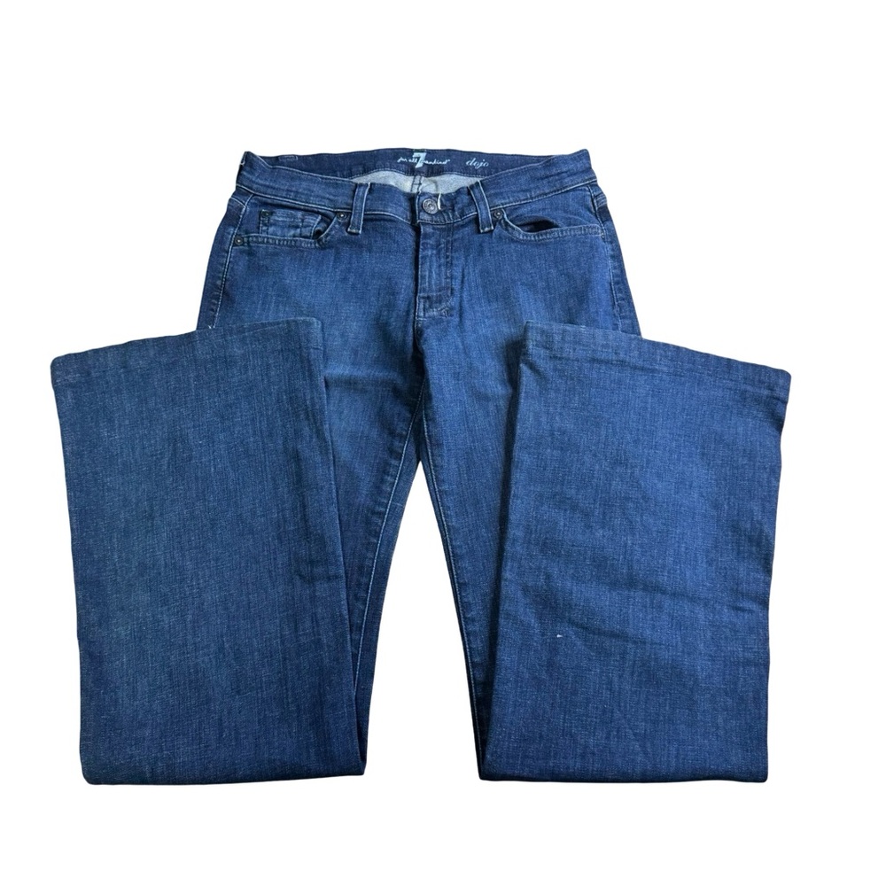 7 For All Mankind Dojo Blue Flare Wide Leg Jeans Size 28